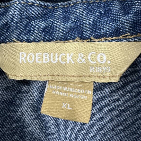 Roebuck & Co Jacket Mens XL Distressed Denim Jean Trucker Button Up Vintage y2K - Picture 5 of 12